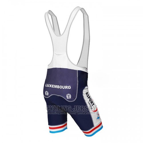 2016 Cycling Jersey Luxembourg Blue and White Short Sleeve and Bib Short